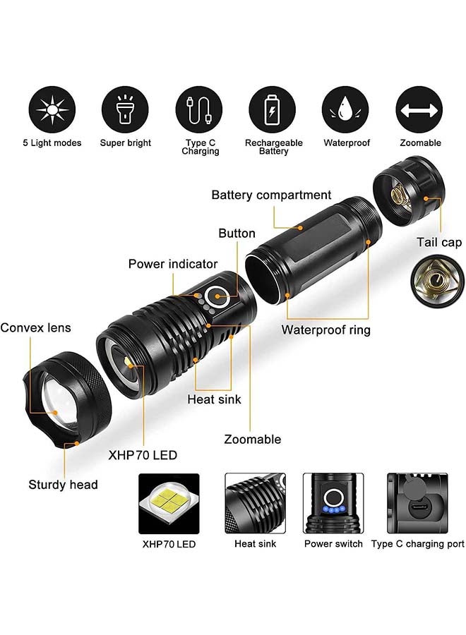 noon east High-Power Flashlight – Bright, Durable & Portable for Everyday Use - Black - Image 2